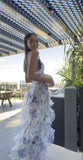 Mermaid Ruffle Floral Print Floor Length Prom Dresses HZ0311