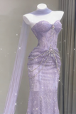Blue Mermaid Prom Dress Aesthetic Sweetheart Tulle Long Formal Evening Dresses HZ0311