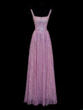 Affordable Sequin 1950s Formal A Line Square Neck Pink Pleated With Beaded Style Impress Long Prom Dresses Party Formal Gowns HZ0311