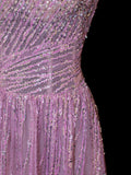 Affordable Sequin 1950s Formal A Line Square Neck Pink Pleated With Beaded Style Impress Long Prom Dresses Party Formal Gowns HZ0311