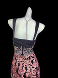 Modest Mermaid Square Neck Floral Pink Lace Sleeveless Long Prom Dresses High School Senior Graduation Dance Party Outfits HZ0311