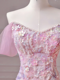 Modest Prom Dresses Aesthetic Mermaid Sweetheart Pink Floral Corset Fitted Impress Long Party Formal Gown For Teens High Schools Girls HZ0311
