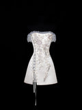 Aesthetic A Line Short Party Dress White 16th Birthday Dress Homecoming Dresses Cocktail Outfits HZ0311