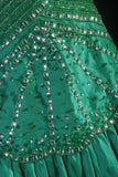 Vintage A Line Halter Green Satin Party Dress With Beads 1950s Retro Classy Birthday Dinner Long Prom Dresses HZ0311