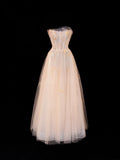 Ball Gowns Prom Dress Aesthetic Strapless Champagne With Lace Style Impress Long Prom Dresses Party Formal Gowns HZ0311