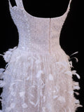 Wedding Gowns Dresses Elegant A Line Square Neck White With Beadings Short Petite/Plus Size Bridal Gowns For Women HZ0311