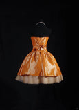 Cute Ball Gown Strapless Orange Taffeta With Beads Short 16th Birthday Dress Homecoming Dresses Cocktail Gown HZ0311