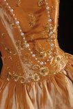 Cute Ball Gown Strapless Orange Taffeta With Beads Short 16th Birthday Dress Homecoming Dresses Cocktail Gown HZ0311