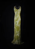 Women's Cocktail Party Gowns Sheath V Neck Floral Lace Green Slim Long Graduation Dinner Outfits Prom Dresses HZ0311