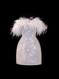 Wedding Gowns Dresses Elegant A Line Strapless Sequins White With Beadings Short Petite/Plus Size Bridal Gowns For Women HZ0311