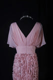 Chic Sheath V Neck Pink Floral Hoco Gowns Short 16th Birthday Dress Homecoming Dresses Cocktail Gown HZ0311