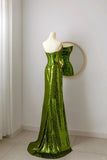 Unique Mermaid Strapless Green Sequin Prom Dresses Long Party Dress 20th Birthday Outfits Formal Gown HZ0311