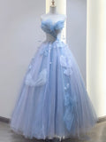 Ball Gowns Prom Dress Women Sweetheart Blue Tulle Long Formal Dance Evening Party Gowns HZ0311
