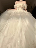 Princess Ball Gown Off The Shoulder Tulle Champagne Prom Dresses Inspiration Long Party Night Gowns 20th Birthday Outfits HZ0311