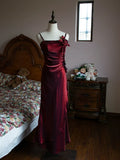Vintage 1950s Mermaid Spaghetti Straps Burgundy Prom Dresses Inspiration Long Party Retro Evening Dress 18th Birthday Outfits HZ0311