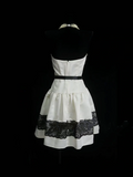 Cute Ball Gown Strapless White Satin With Black Lace Short 18th Birthday Dress Homecoming Dresses Cocktail Gown HZ0311