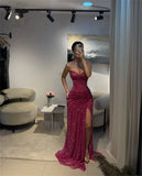 Amazing Mermaid Sweetheart Hot Pink Sequin Long Prom Dresses Inspiration Party Dress Prom Gown HZ0311