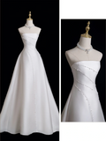 Vintage Ball Gown Strapless Sleeveless Satin Fitted Long Wedding Dress Bride Gown Wedding Dresses HZ0311