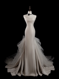 Vintage Mermaid Strapless Sleeveless White Fitted Long Wedding Dress Bride Gown Wedding Dresses HZ0311