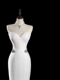 Timeless Mermaid Sweetheart Sleeveless Satin Fitted Long Wedding Dress Bride Gown Wedding Dresses HZ0311