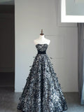 Ball Gown Strapless Black Sleeveless With Feathers Women's Dress Long Quinceanera Dresses Sweet 16 Quince Dress HZ0311