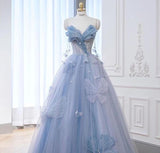 Ball Gowns Prom Dress Women Sweetheart Blue Tulle Long Formal Dance Evening Party Gowns HZ0311