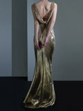 Sparkle Mermaid Asymmetrical Shoulder Straps Champagne Sequin Long Prom Dresses Impress 18th Birthday Outfits Prom Gown HZ0311